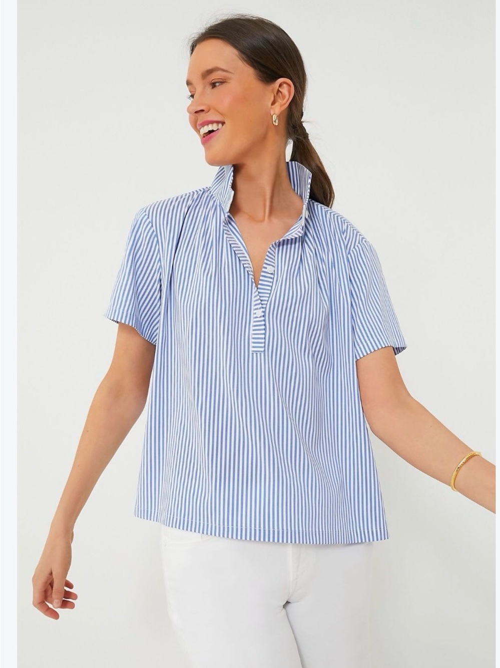 NWT! Tuckernuck Striped Blue & White Fin Popover Top XS